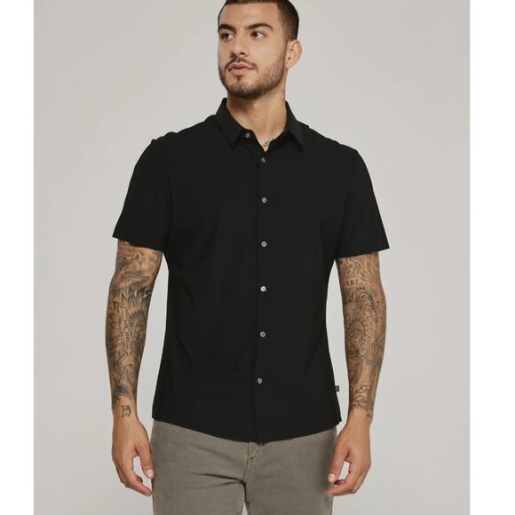7Diamonds Men's American Me Short Sleeve Button Up Shirt in Black Size XL - Picture 1 of 7